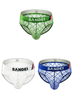 3 Pack Men's Low-Rise Lace Sexy Mesh Briefs And Thongs