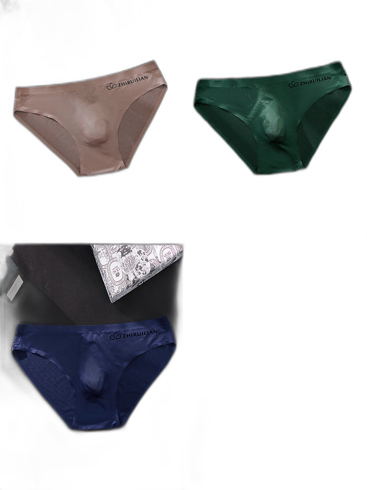 3 Pack Men's Ultra-Thin Seamless Ice Silk Cool-Touch Briefs