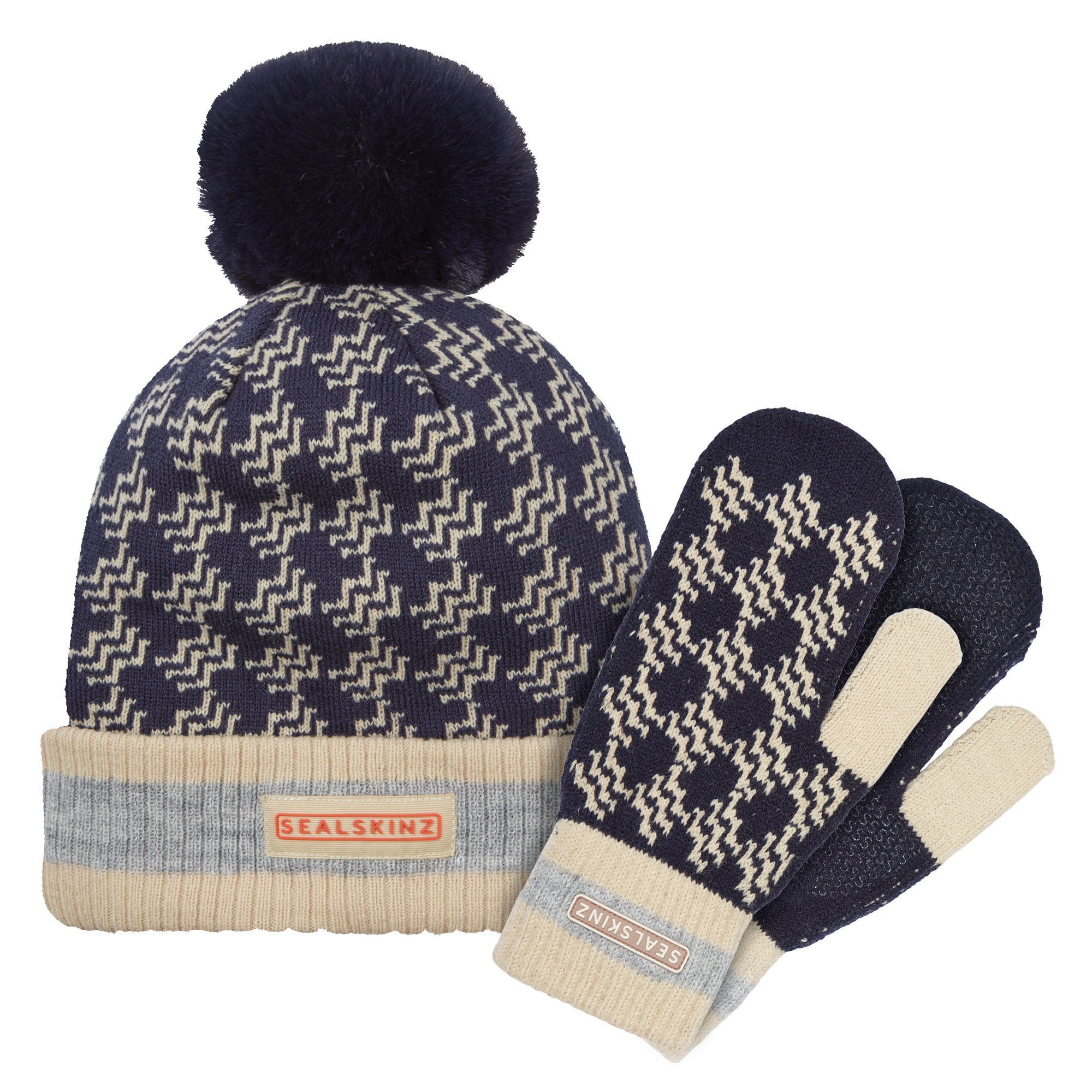 Waterproof Bobble Hat with Knitted Mitten For Men and Women