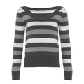Figure-hugging Long-sleeve Base Sweater With Striped V-neck