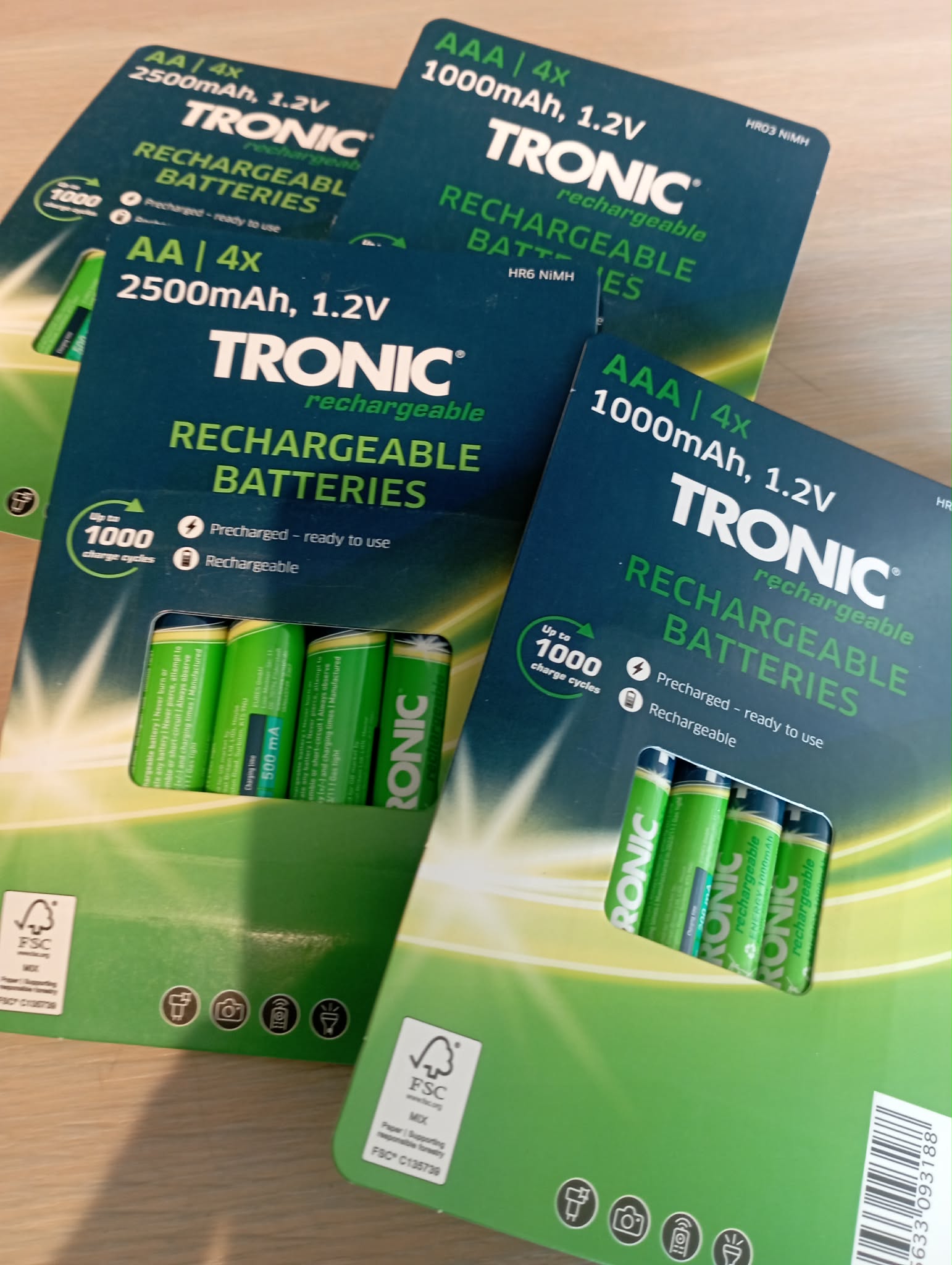 TRONIC AAA BATTERIES RECHARGEABLE 1000Mah (4 PACKS - 16 BATTERIES)