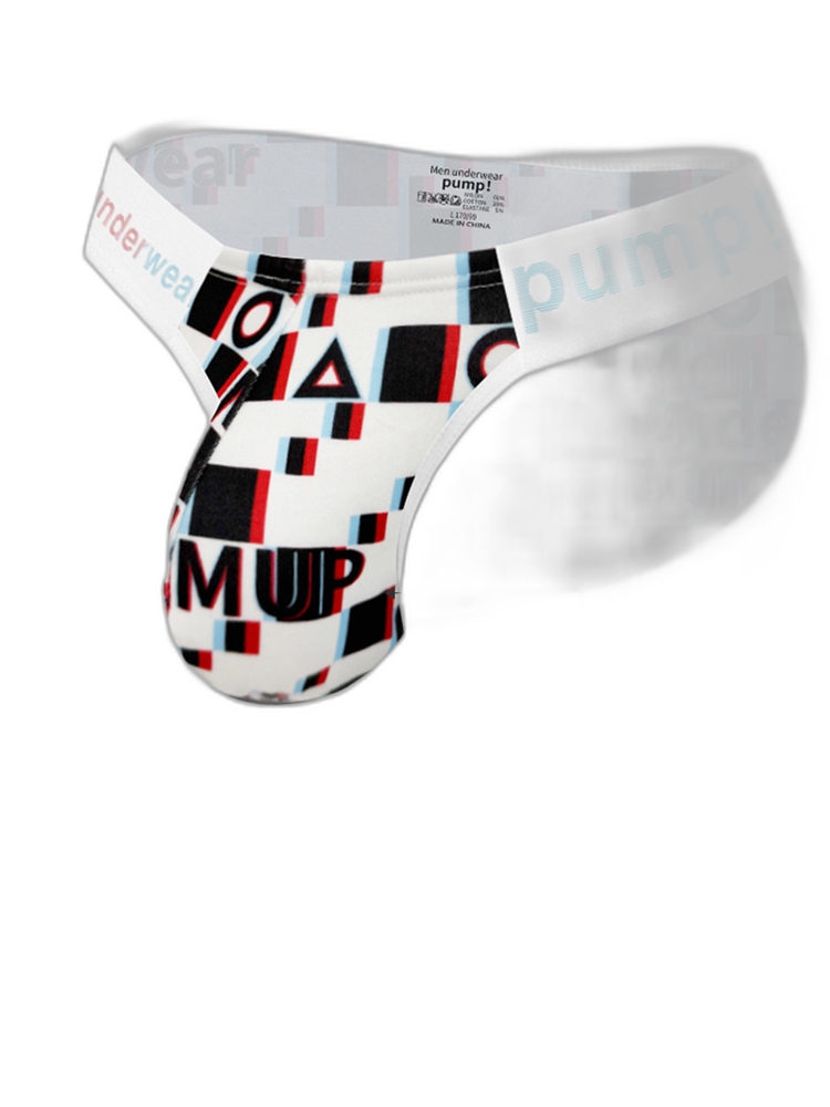 2 Pack Men's Breathable Alphabet-Print Expanded Pouch Briefs