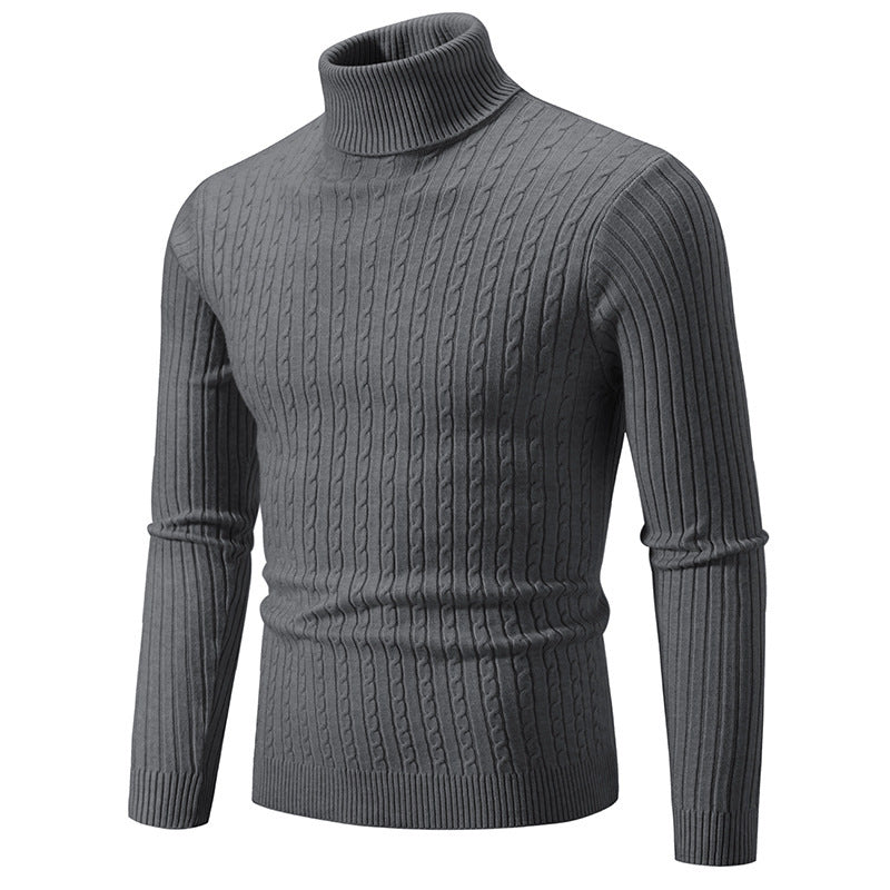 Slim-fit Men's Knitted Turtleneck Solid Color Sweater