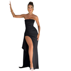 Strapless Split Long Dress Summer Fashion Pleated Bridesmaid Dress For Womens Party Wedding Clothing
