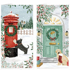 Tom Smith Boxed Christmas Cards Pack - 15 Luxury Xmas Cards with Envelopes and Seals - Slimline Dog Postbox & Front Door Designs - Recycled Eco Friendly Christmas Card Set