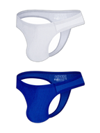 2-pack Men's Ribbed Low-rise Solid Color Thong