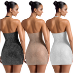 Fashion Sexy Halter Rhinestone Slim-fit Sheath Dress