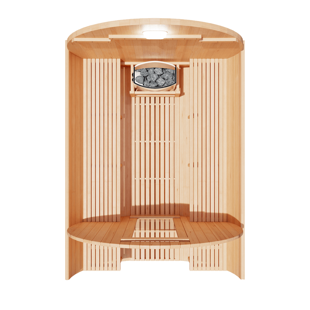 KOVE Outdoor Barrel Sauna – 5–6 Person Garden Sauna with 6kW Harvia Electric Heater