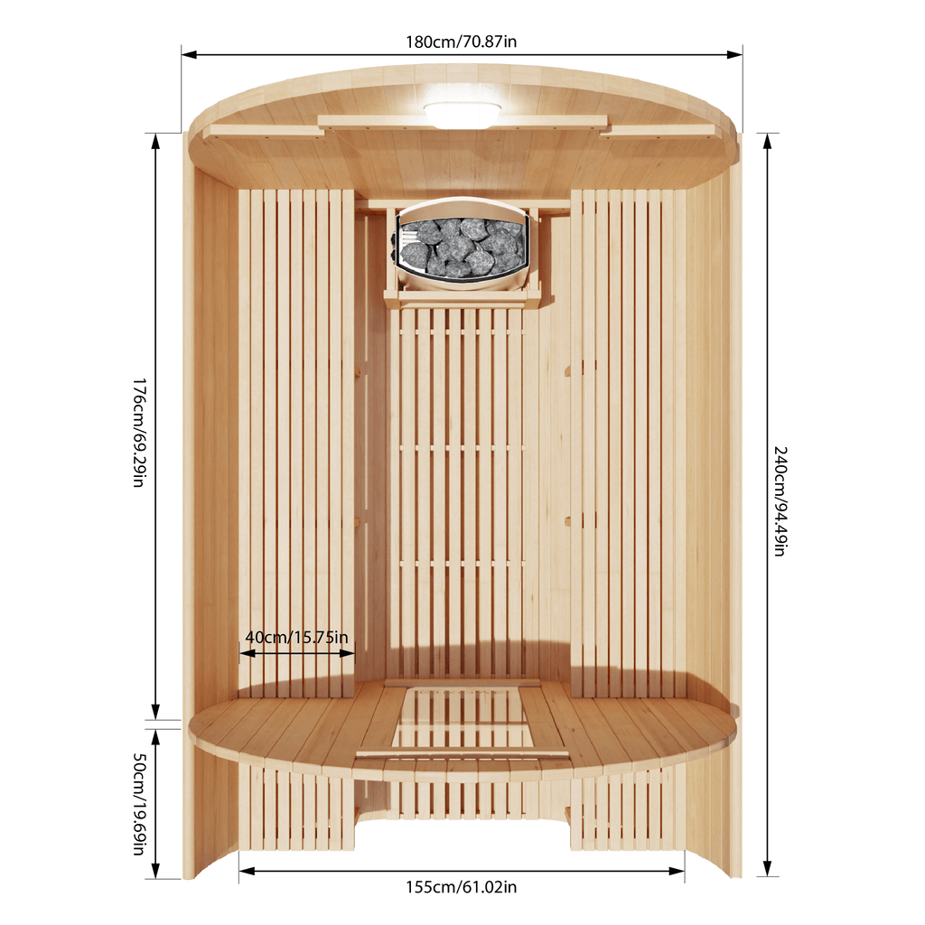 KOVE Outdoor Barrel Sauna – 5–6 Person Garden Sauna with 6kW Harvia Electric Heater
