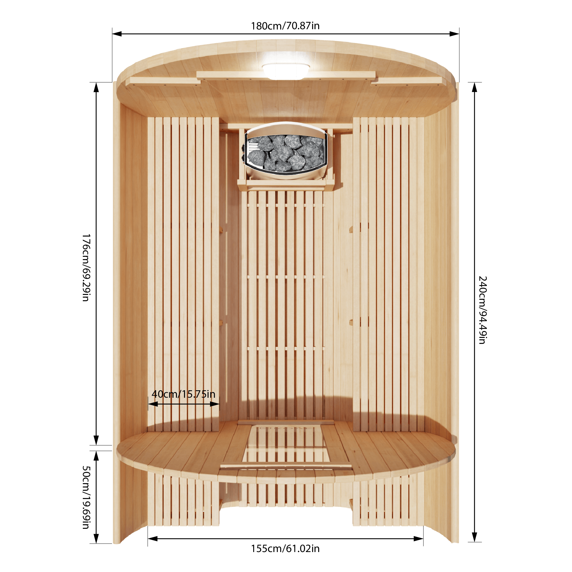 KOVE Outdoor Barrel Sauna – 5–6 Person Garden Sauna with 6kW Harvia Electric Heater