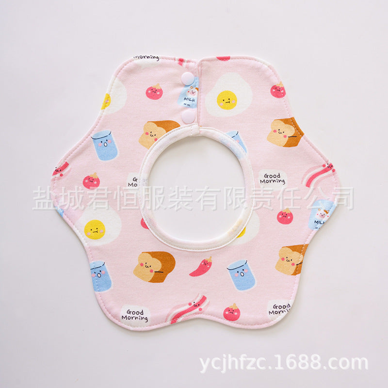 Pure Cotton 360° Rotatable Baby Bib - Petal-Shaped Drool Bib