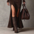 Zipper Square-neck Slit Maxi Dress