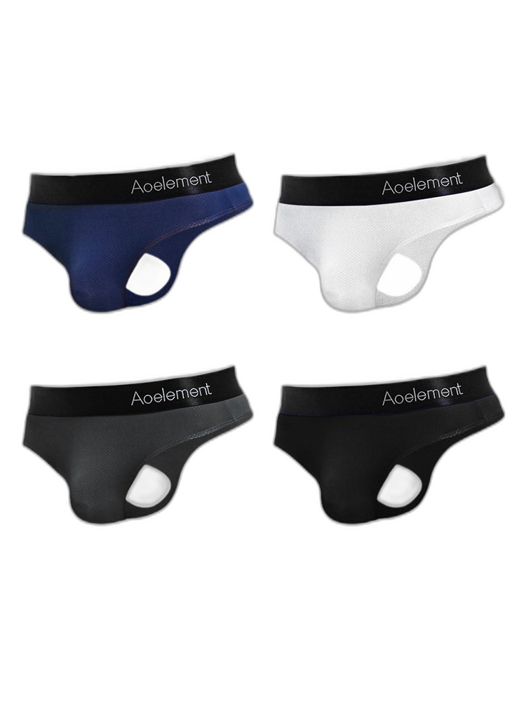 4 Pack Men's Low-Rise Stretchy U-Pouch Thongs