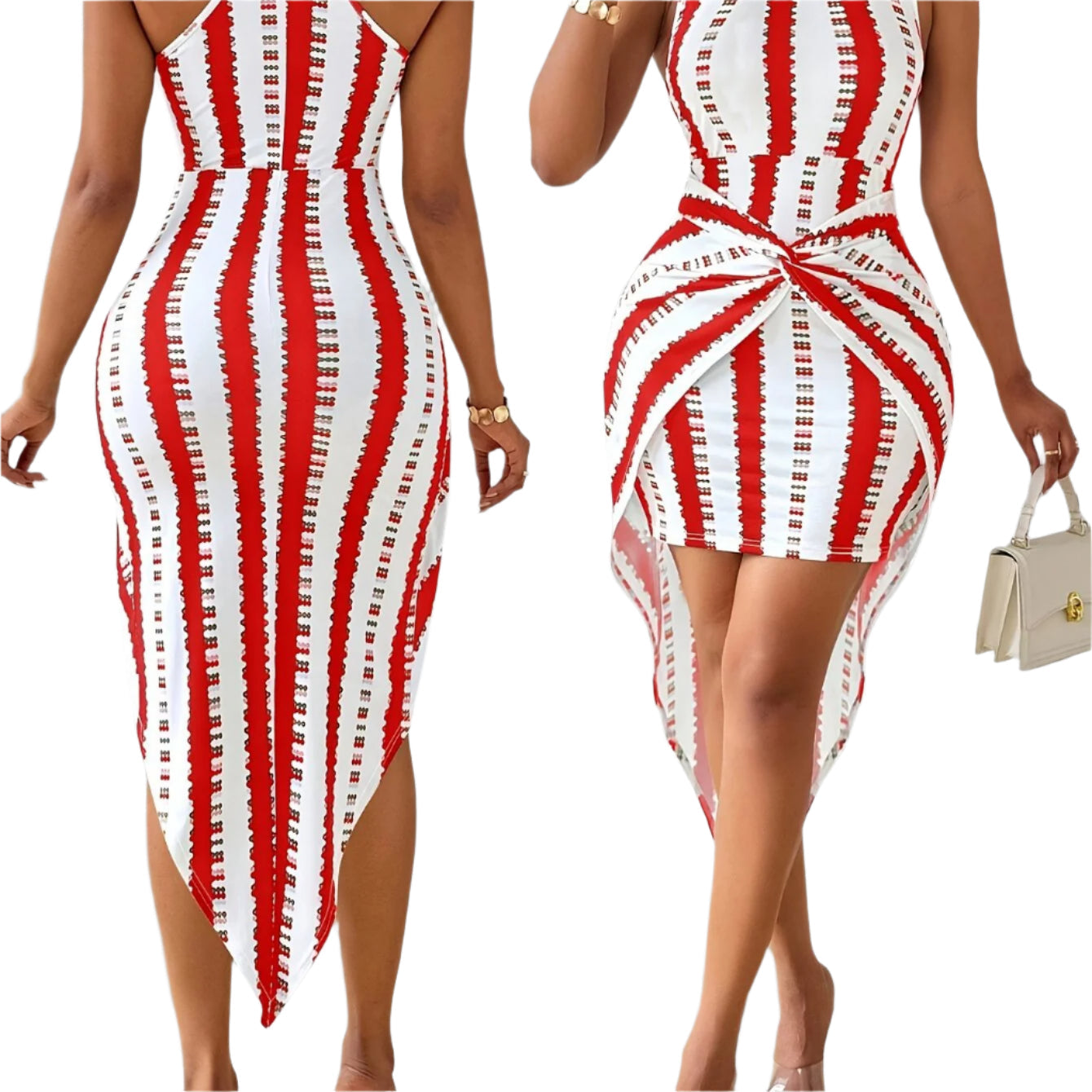 Women's Elegant Striped Stylish, Printed Casual Dress