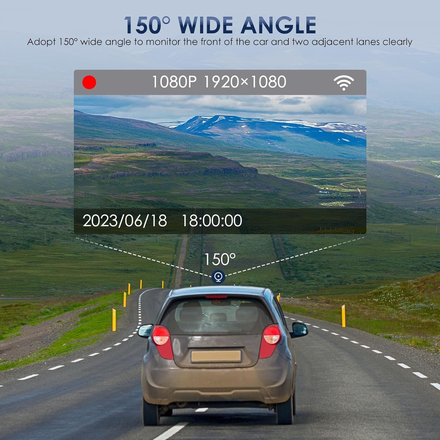 1080P WiFi Dash Cam Front & Interior Car Camera with Night Vision (32GB Included)