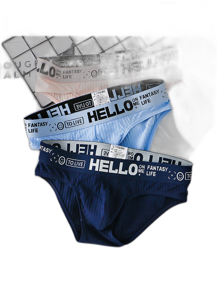 Men's Cotton Ribbed Breathable Briefs with 3D Pouch
