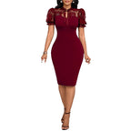 Women's Solid Color Lace Slimming A-line Dress