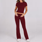European And American-style Sporty Short-sleeve T-shirt And Long Pants Two-piece Women's Outfit