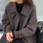 Black Short Wool Coat Outerwear Thickened Design Elegant And Sophisticated Style Petite Figures