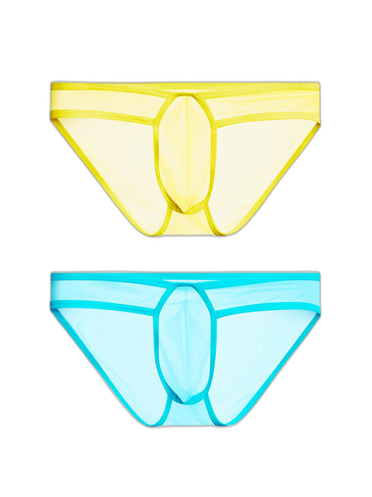 2 Pack Men's Ice Silk Breathable Sexy Low-Rise Anti-Odor Briefs