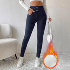 Women's Casual Pure Color Tight High Waist Slim Trousers