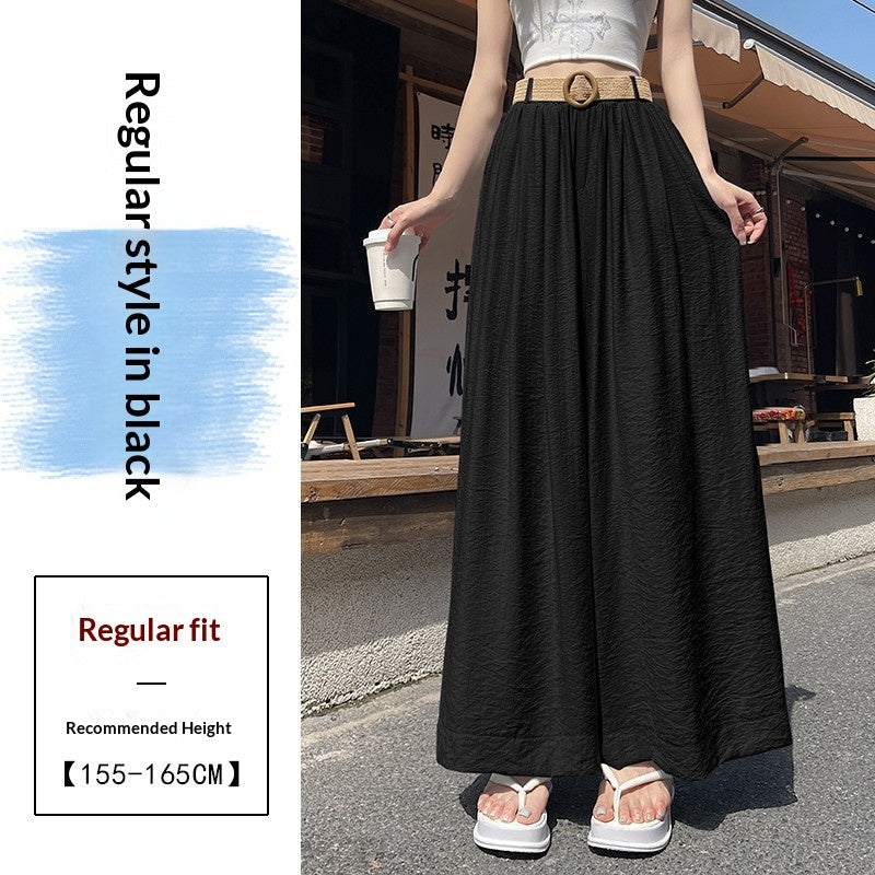 Linen Thin Casual Floor-length Pants For Women With Belt