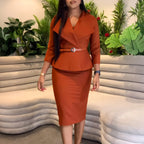 Fashion Large Lapel Waist-tight OL Dress
