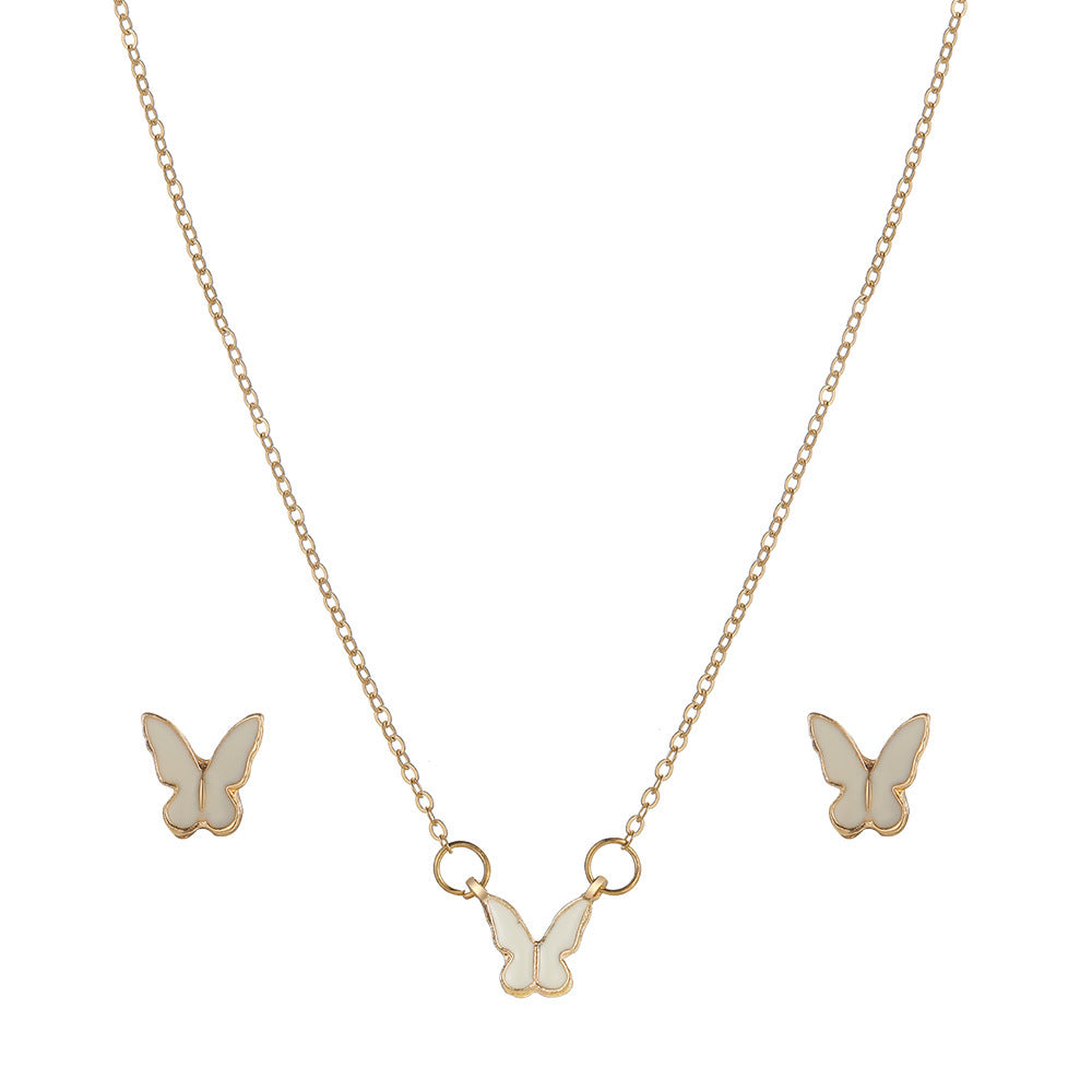 Butterfly Earrings & Necklace Jewellery Set