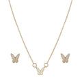 Butterfly Earrings & Necklace Jewellery Set