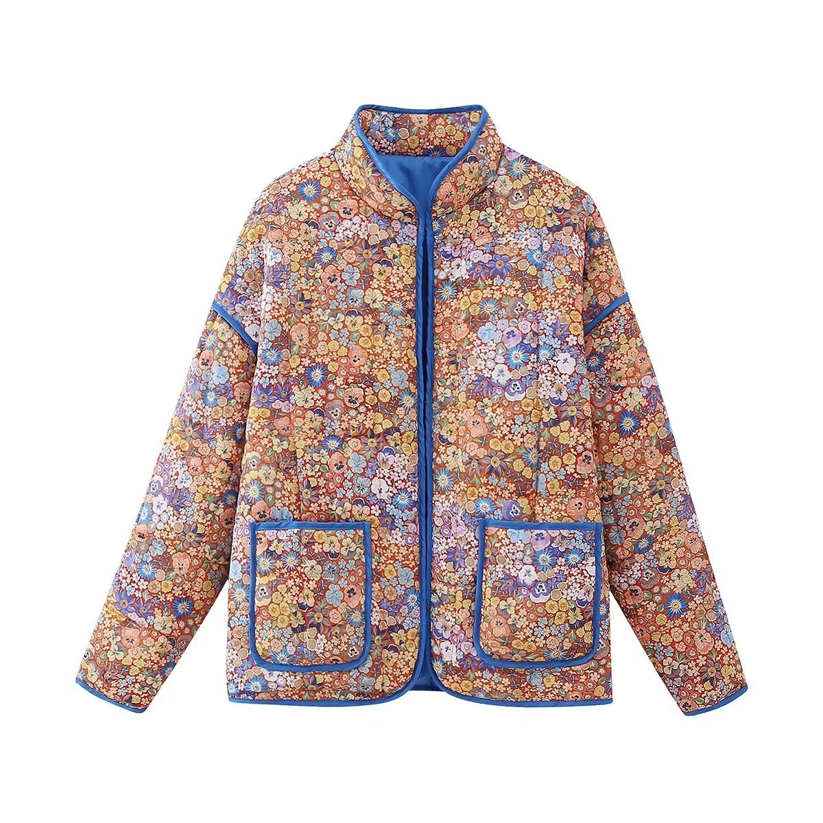 Flower Thin Pocket Decorative Cardigan Cotton Jacket
