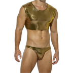 Shiny Sleeveless Crop Vest / Briefs