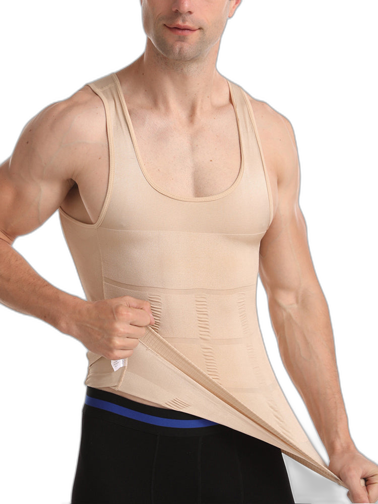 Mens Waist Body Shaper Vest T-Shirt Tank Tops