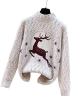 Women's Casual Christmas Half-Neck Pullover Jacquard Top