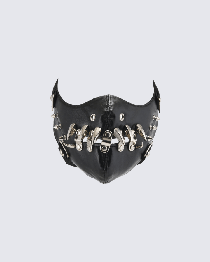Punk Metal Rivet Leather Face Mask