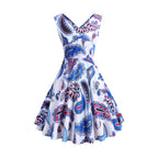 Retro Printed Maxi Sleeveless Dress Women