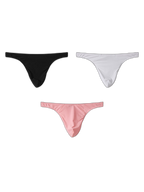 3 Pack Men's Low-Rise Performance Thong - Breathable Mesh & Smooth Fabric