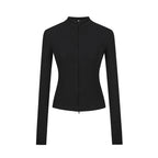 Stand-up Collar Slim-fit Waist-cinching Cardigan Top