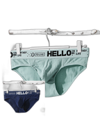 Men's Cotton Ribbed Breathable Briefs with 3D Pouch
