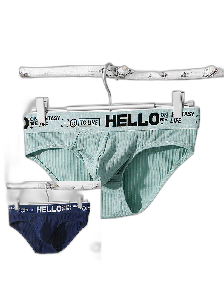 Men's Cotton Ribbed Breathable Briefs with 3D Pouch