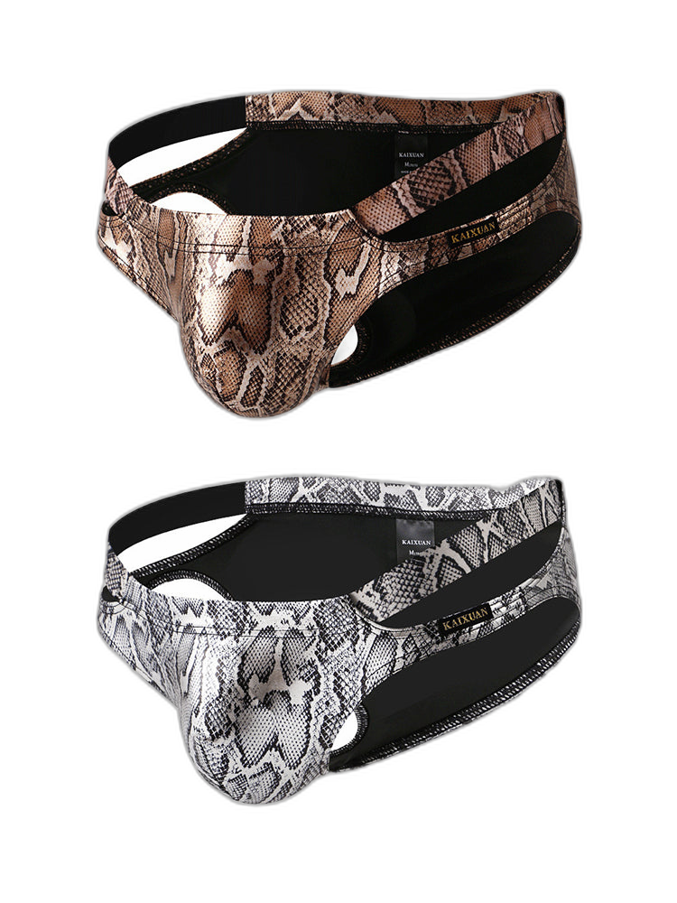 2-pack Men's Snake Print Hollow Briefs