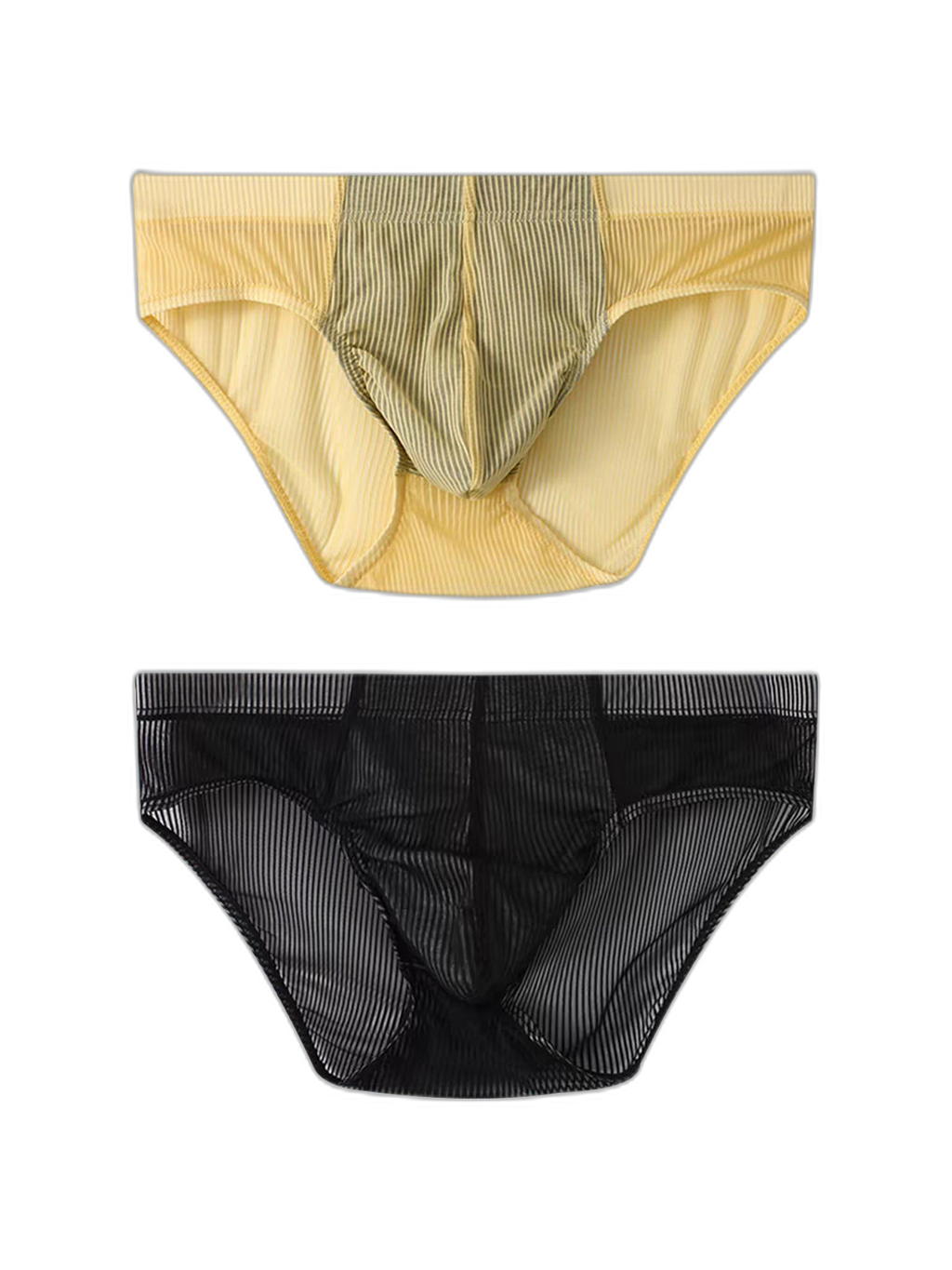 2 Pack Men’s Striped Separate Pouch Thin Briefs