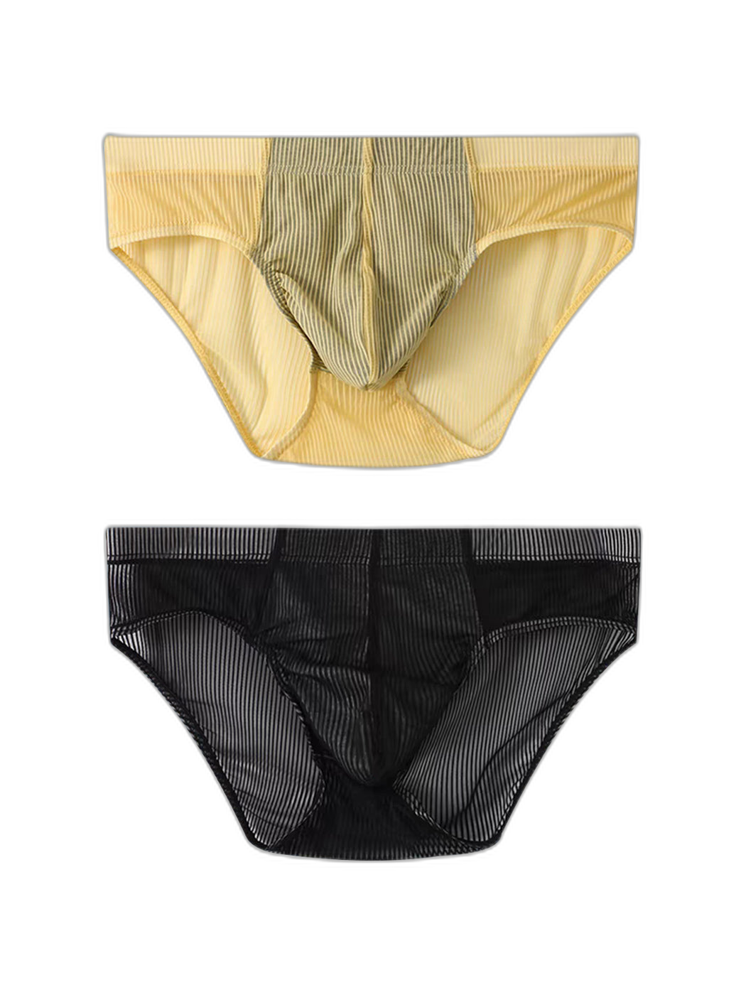 2 Pack Men’s Striped Separate Pouch Thin Briefs