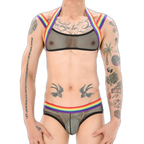 Gay Pride Mesh Harness + Underwear Outfit