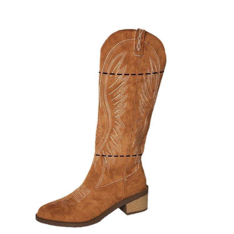 Große Größen Vintage Bestickte V-Schnitt Martin Stiefel für Damen Herbst und Winter
