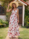 Women's V-neck Slip Dress With Bow And Floral Print