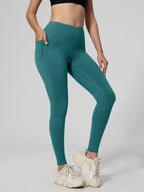 Running Leggings For Fitness Hip-lifting High-waisted With Pockets