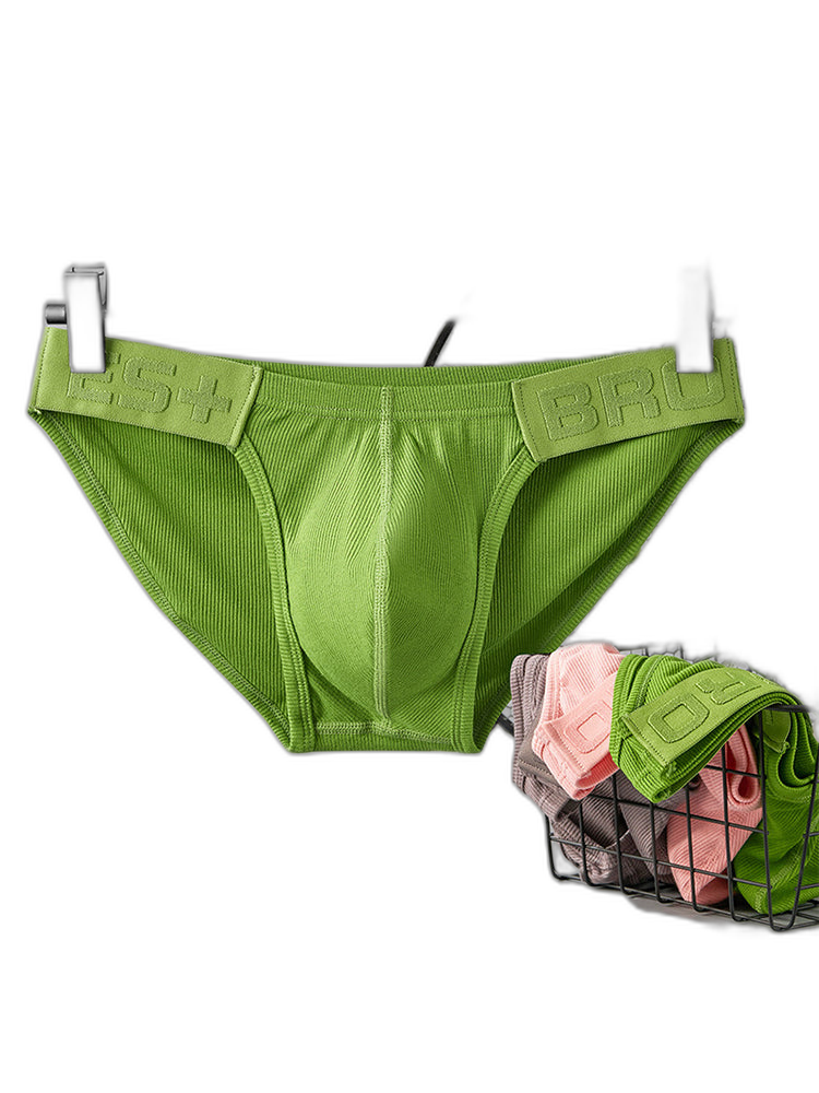 2 Pack Men's Solid Color Low Rise Sweat-Absorbent Large U-Shaped Small Pocket Briefs