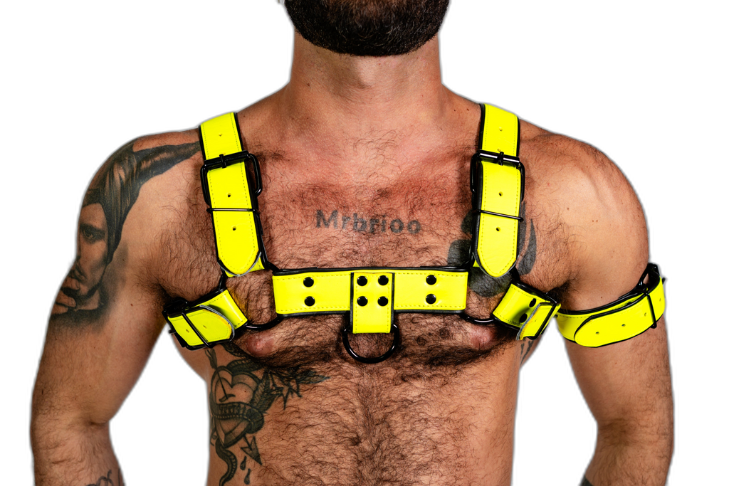 ruff GEAR Bold Leather Bulldog Harness Neon Yellow