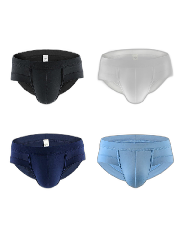 4 Pack Men's Solid Breathable Anti-Pinch Briefs