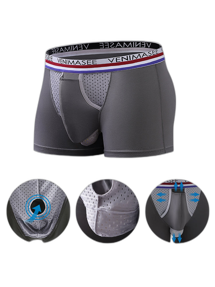 3 Pack Men's Breathable Divided Double Pouch Boxer Briefs